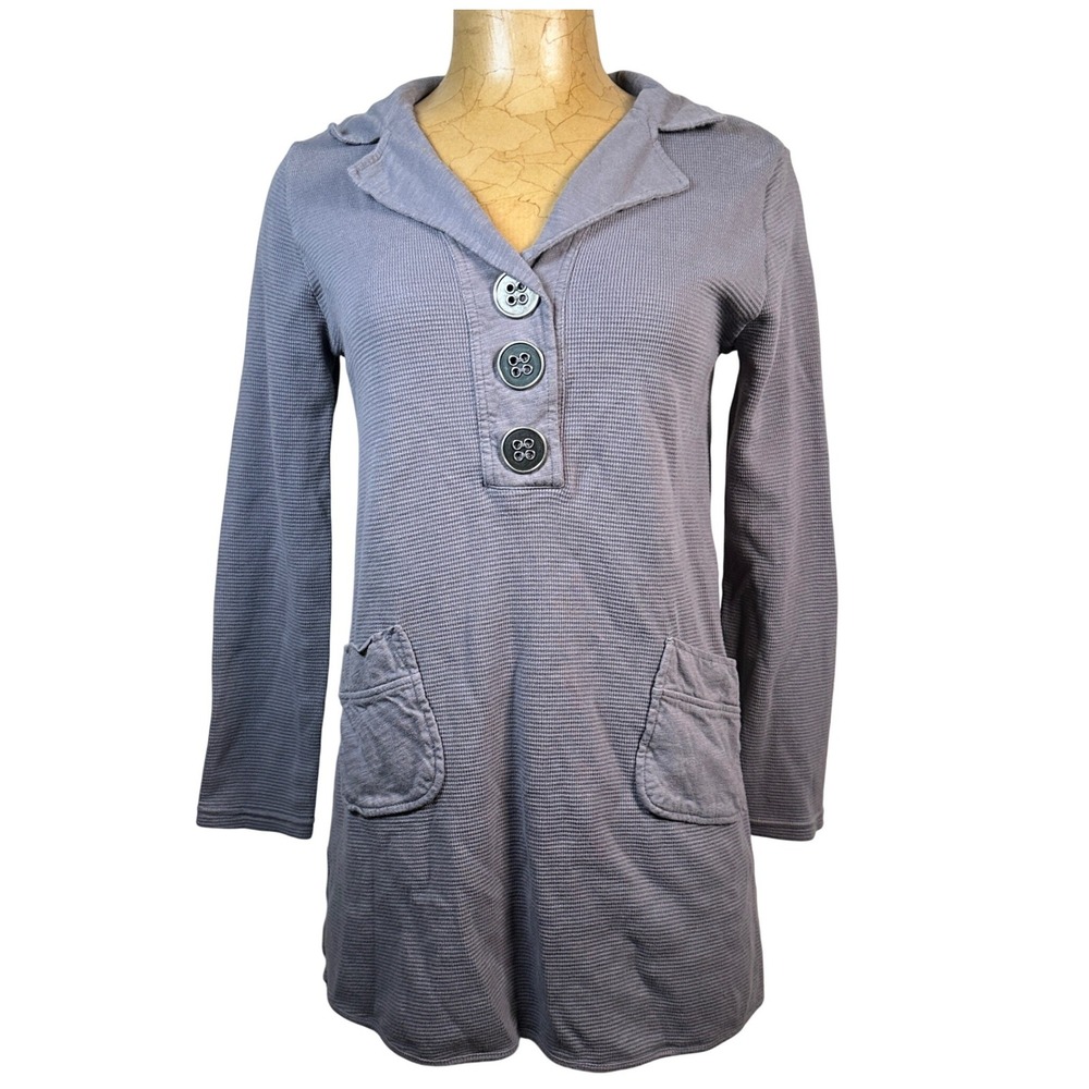 Soft Surroundings Take Two Small Purple Waffle Knit Henley Tunic Top Long Sleeve